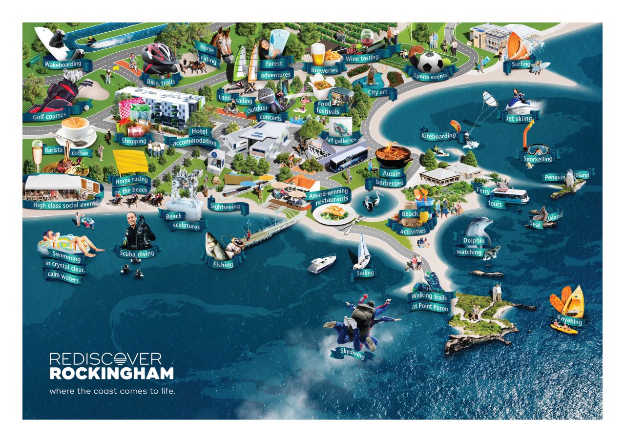 Map showing tourists areas in Rockingham